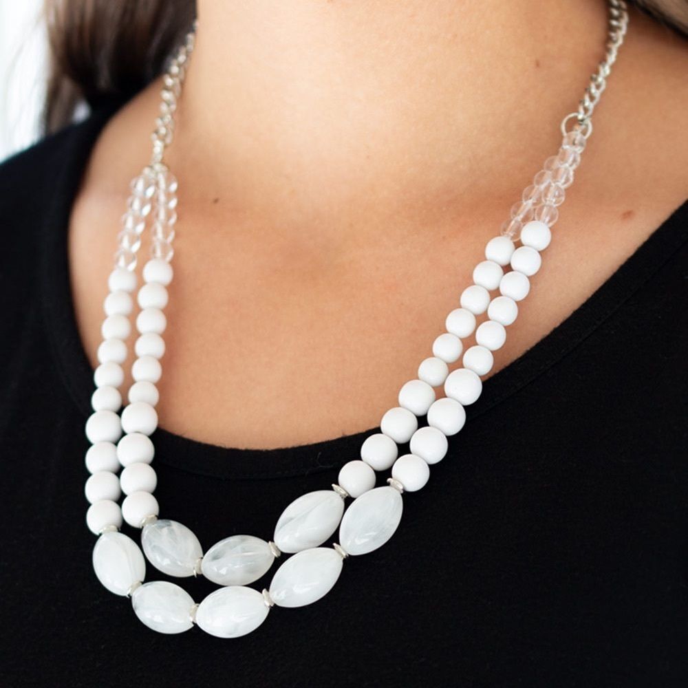 Set!! Grey acrylic two strand necklace